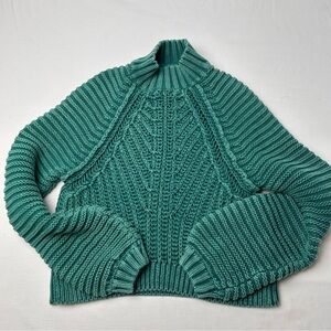 Free People FP Movement Teal Cable Knit Women's Sweater